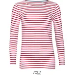SOL's Collection Tričko Marine Women, pruhované, dlouhý rukáv, dámské COT25140390305-white/red 2XL Bílá/červená