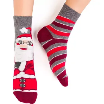 Dětské nestejné ponožky Santa v brýlích - 32-34 / šedá