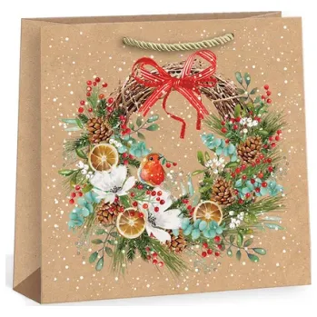 Dárková taška Vánoční dárková taška NATUR - 33 x 33 cm - 0855-0010