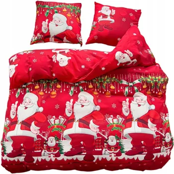 Povlečení POVLEČENÍ VÁNOČNÍ 160x200 BAVLNA SATÉN GierekHoff SADA 3 dílné MIKULÁŠ