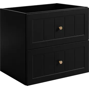 Koupelnový nábytek Závěsná Koupelnová Skříňka pod Umyvadlo Černá 60 cm Frézovaná MDF Dvířka Knopky