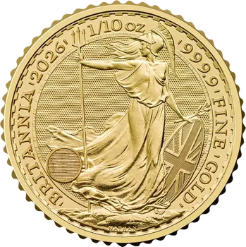 Royal Mint Zlatá investiční mince Britannia 1/10 Oz | Charles III | 2026 | 3,11 g