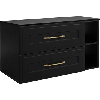 Koupelnový nábytek Skříňka do koupelny pod umyvadlo černá 80 cm Regál Rámeček čelo MDF DESKA