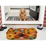 Rohožka vícebarevná kokosové vlákno s gumovým spodkem 60 x 90 cm dekorace ve tvaru psa s květinovým vzorem Beliani