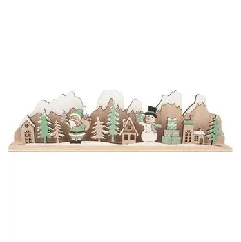Vánoční dekorace Zimní krajina dřevěná na postavení 30 x 9 x 4 cm
