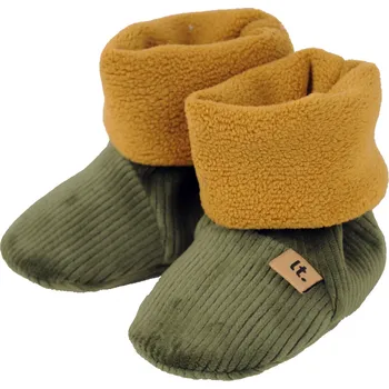 Little Things Khaki zelené manšestrové bačkorky Velikost: 1-3 roky