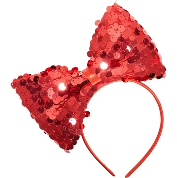 Červená flitrovaná čelenka s mašlí