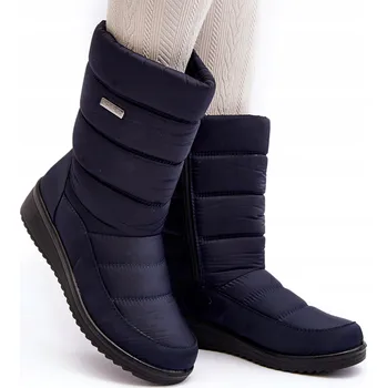Dámská zimní obuv ZATEPLENÉ DÁMSKÉ VYSOKÉ SNĚHULE TMAVĚ MODRÉ 39