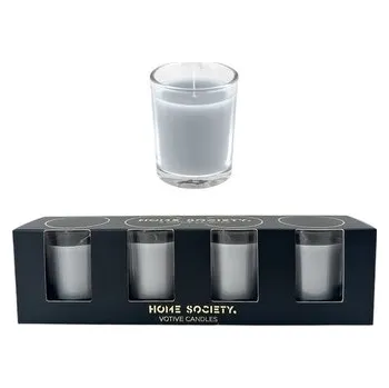Svíčka Sada čtyř šedých votivních svíček ve skleničce