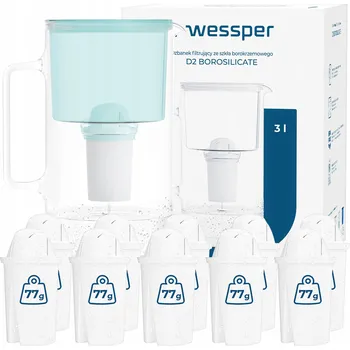 Filtrační konvice Filtrační konvice skleněná Wessper D2 BOROSILICATE 3 l mátová + 11 x filtr