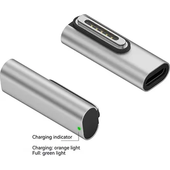 Datový kabel Přepojka / redukce pro Apple MacBook - USB-C / MagSafe 3 - kovová - stříbrná - lomená otočená