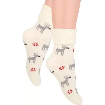 Chlapecké oblečení Dětské froté ponožky Vánoce - 20-22 / smetanová
