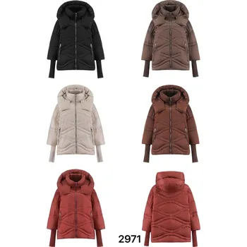 Stylová krátká zimní bunda FLY 2971 barva: oranžová-cihlová, velikost: L