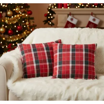 Polštář Návlek na Polštář, Horské červené káro, 40 x 40 cm