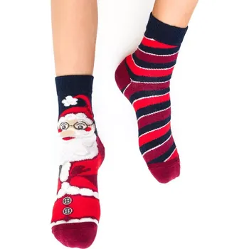 Dámské punčochy Dětské nestejné ponožky Santa v brýlích - 26-28 / tmavě modrá