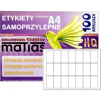 Speciální papír Samolepicí etikety samolepky A4 63x38mm 100 listů