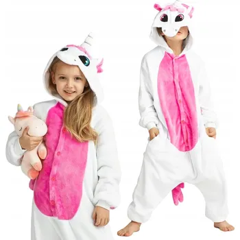 Karnevalový kostým Pyžamo Onesie Kigurumi Kostým Růžový Jednorožec Děti 115 - 12 let