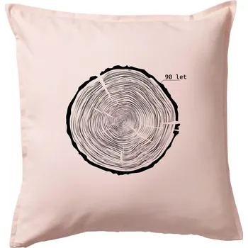 Polštář Letokruhy - 90 - Polštář 50x50 - 50x50 - Pouze potah ( Světle růžová )