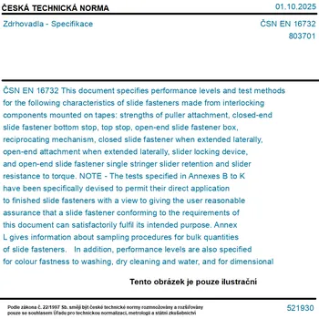 ČSN EN 16732 - Zdrhovadla - Specifikace - Tisk
