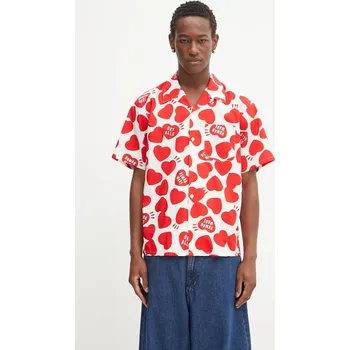 Pánská košile Bavlněná košile Human Made Woven pánská, červená barva, regular, HM29SH026, XL, 33X