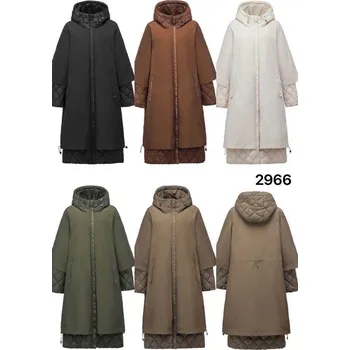 Dámská bunda Zimní kabát dlouhý FLY 2966 barva: zelená-khaki, velikost: M