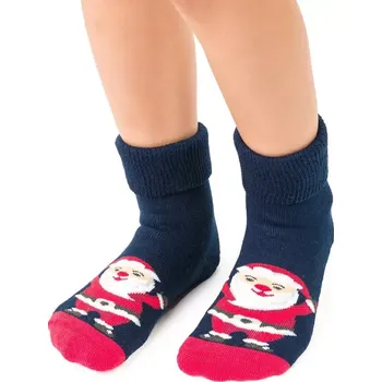 Dětské froté ponožky s Mikulášem - 20-22 / tmavě modrá