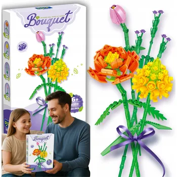 ostatní stavebnice KYTICE KVĚTINY STAVEBNICE STAVEBNICE 300 DÍLŮ KREATIVNÍ SADA JAKO DÁREK 6+