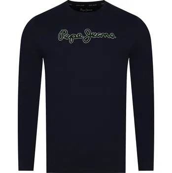 Pánské tričko Pánské tričko s dlouhým rukávem PEPE JEANS s logem PM508273 - Tmavě modrá