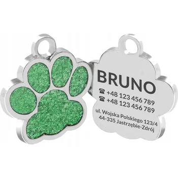 Přívěsek ADRESÁŘEK PŘÍVĚSEK PRO PSA KOČKU IDENTIFIKÁTOR S GRAVÍROVÁNÍM ZELENÝ KREATOR