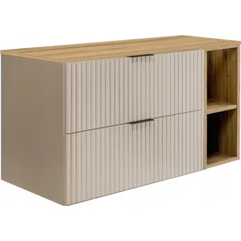 Koupelnový nábytek Kašmírová koupelnová skříňka pod umyvadlo 100 cm, moderní rýhované čelní plochy, deska