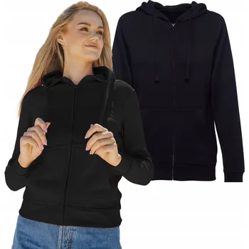 Dámská mikina Teplá tepláková MIKINA dámská rozepínací na zip s kapucí černá M
