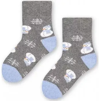 Dámské punčochy Detské froté ponožky Snehuliačik - 20-22 / šedá