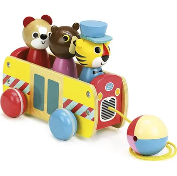 Dřevěná hračka Vilac Tahací autobus se zvířátky - poškozený obal
