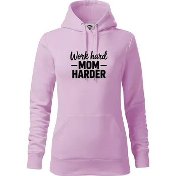 Dámská mikina Work hard mom harder - Mikina dámská Cape s kapucí - S ( Orchid )