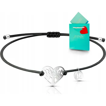 Náramek Stříbrný šňůrkový náramek srdce s tvým písmenem Ag925