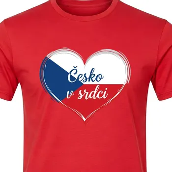 Pánské tričko Tričko Česko v srdci - velikost M, Barva Červená