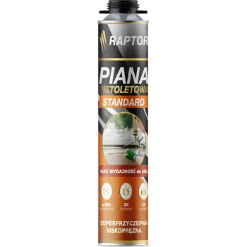 Montážní pěna MONTÁŽNÍ PĚNA 750ml POLYURETANOVÁ PISTOLOVÁ NÍZKOTLAKÁ RAPTOR STANDARD