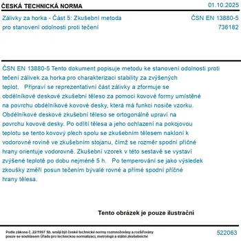 ČSN EN 13880-5 - Zálivky za horka - Část 5: Zkušební metoda pro stanovení odolnosti proti tečení - Tisk