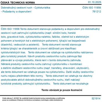 ČSN ISO 11956 - Dobrodružný cestovní ruch - Cykloturistika - Požadavky a doporučení - Tisk