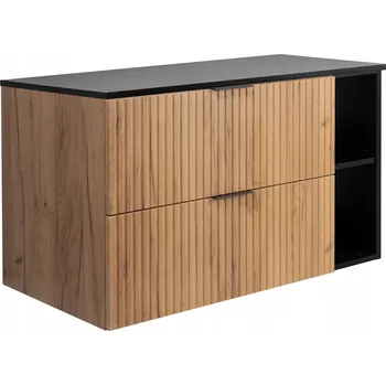 Koupelnový nábytek Závěsná Koupelnová Skříňka pod Umyvadlo 100 Dub Moderní Rýhované MDF čela s DESKOU