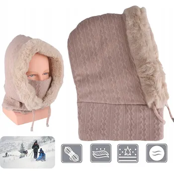 Čepice DÁMSKÁ KUKLA ČEPICE KAPUCE PLETENÁ ELEGANTNÍ KE KABÁTU