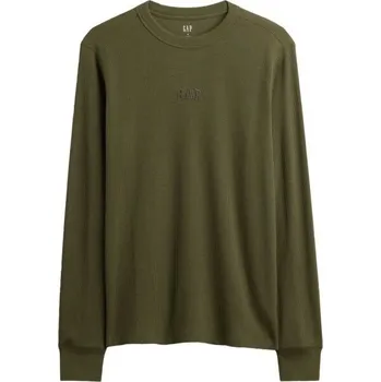 Pánské tričko GAP V-FRCH LS WAFFLE MINI LOGO CREW XS Khaki