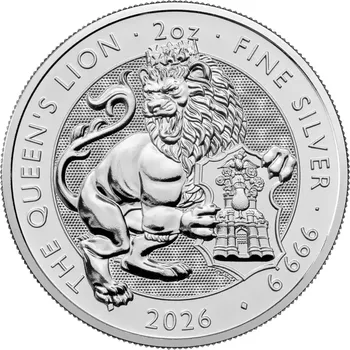 Royal Mint Stříbrná investiční mince Queen's Lion 2 Oz | Tudor Beasts | 2026 | 62,2 g