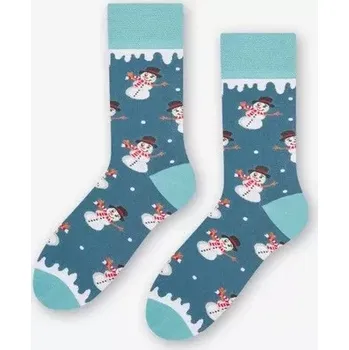 Dámské punčochy Dámské ponožky Sněhuláci D - 35-38 / modrá