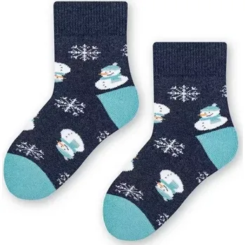 Dámské punčochy Detské froté ponožky Snehuliačik - 20-22 / tmavě modrá