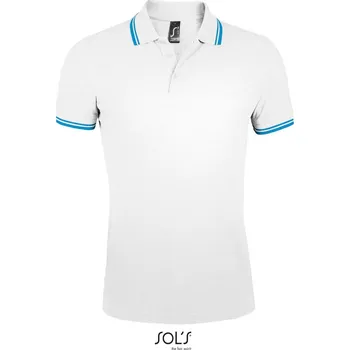 Pánské tričko SOL's Collection Polokošile Pasadena Men, piqué, krátký rukáv, pánská COT25057775803-white/aqua L Bílá/aqua modrá