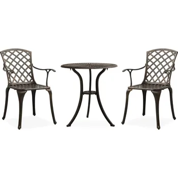 Zahradní sestava 3dílný bistro set litý hliník bronzový IM_315591