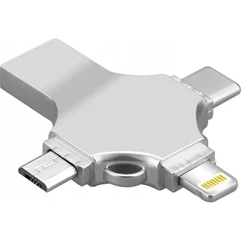 USB flash disk Pendrive P&S 4v1 128 GB USB 3.0 stříbrný