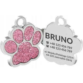 Přívěsek ADRESÁŘOVÝ PŘÍVĚSEK PRO PSA KOČKU IDENTIFIKÁTOR S GRAVÍROVÁNÍM SVĚTLE RŮŽOVÝ KREATOR