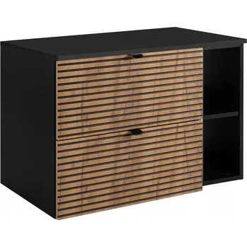 Koupelnový nábytek Závěsná koupelnová skříňka pod umyvadlo 80 cm, regál MDF, dub černý RYFLE s deskou